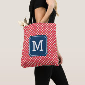 Picnic Red Gingham Persoonlijke naam Monogram Tote Bag (Dichtbij)