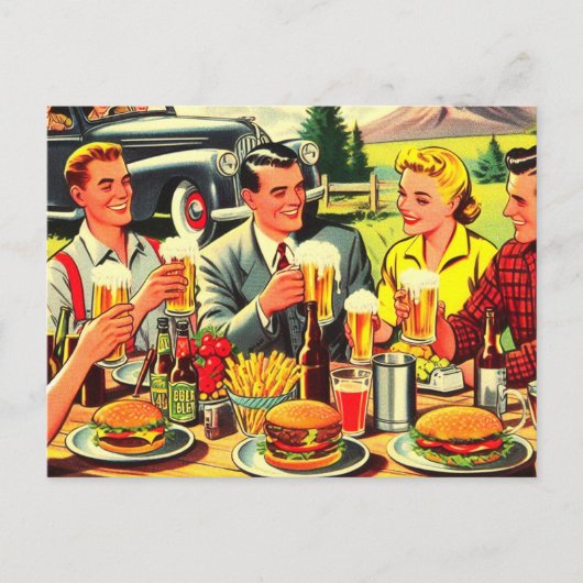 Picnic Retro Comics Feestdagenkaart (Voorkant)