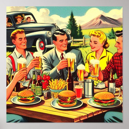 Picnic Retro Comics Poster (Voorkant)