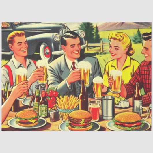 Picnic Retro Comics Tissuepapier (Voorkant)