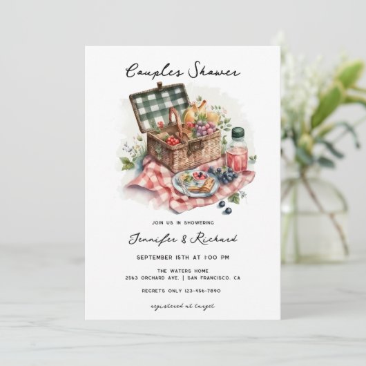 Picnic | Rustieke koppels douchen Kaart (Staand voorkant)