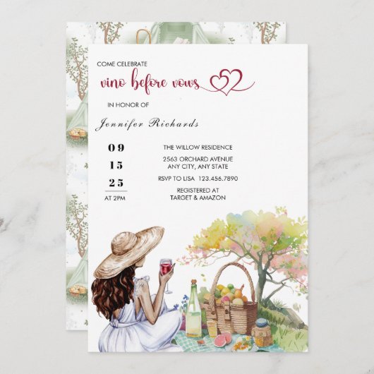 Picnic | Rustisch Vrijgezellenfeest Kaart (Voorkant / Achterkant)