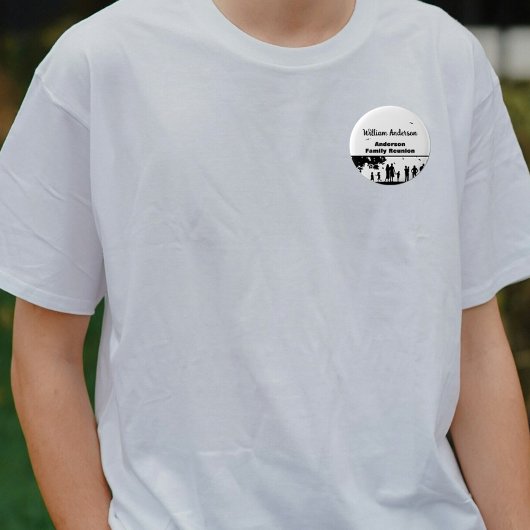 Picnic Silhouette Familiereünie met Naam Ronde Button 5,7 Cm