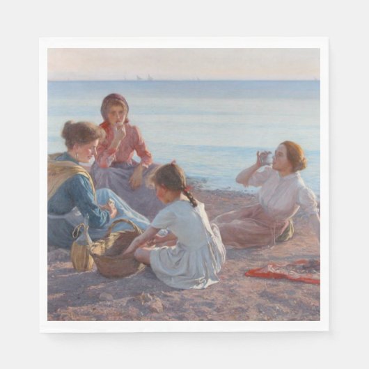 Picnic Snack on the Beach (Italiaanse zeevoelige s Servet (Voorkant)