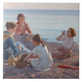 Picnic Snack on the Beach (Italiaanse zeevoelige s Tegeltje