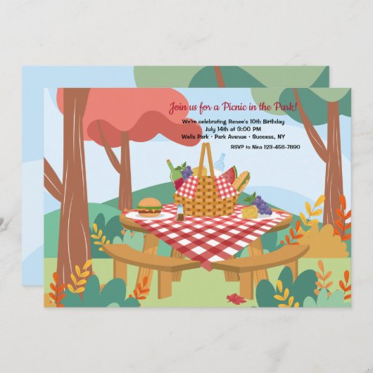 Picnic-tabel Kaart (Voorkant / Achterkant)