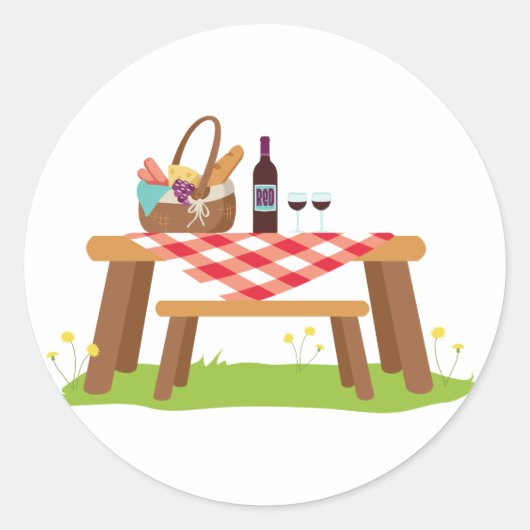 Picnic-tabel Ronde Sticker (Voorkant)