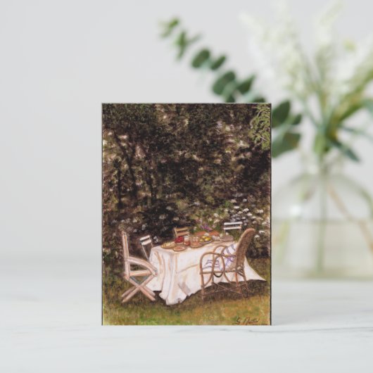 Picnic Table en Chairs impressionist voor gebruik Briefkaart (Staand voorkant)