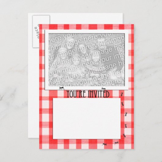 Picnic Theme Invitation Sjabloon (Voorkant / Achterkant)