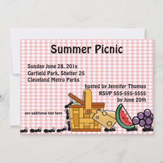 Picnic Theven, marching Ants Party Invitation Kaart (Voorkant)