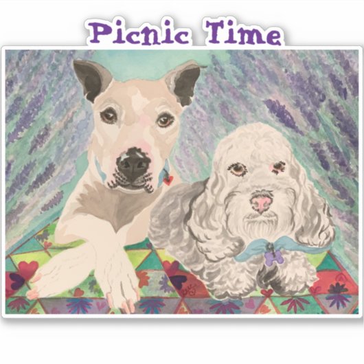 Picnic Time Dogs Sticker (Voorkant)