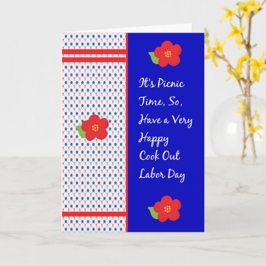 Picnic Time Kaart voor Dag van de Arbeid (Gele Bloem)