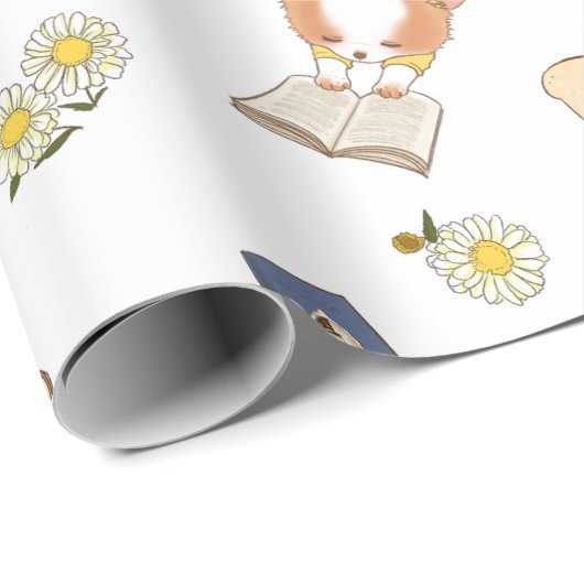 Picnic Time Mochi Reading a book white  Cadeaupapier (Rol Hoek)