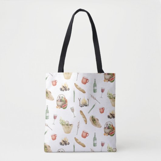 Picnic Time Sweet Geïllustreerde Canvas tas (Voorkant)