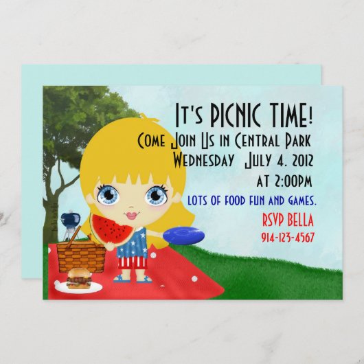 Picnic Uitnodiging (Voorkant / Achterkant)