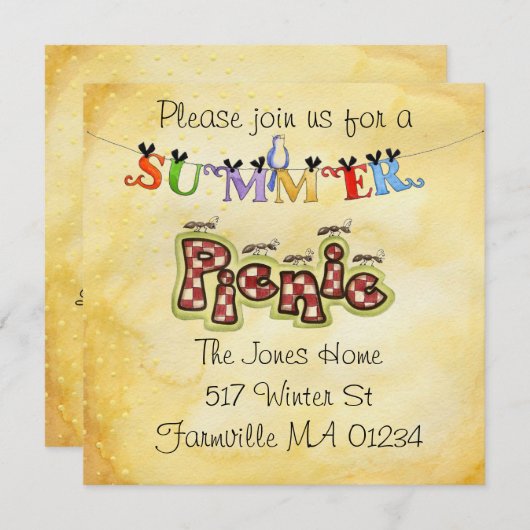 Picnic-uitnodiging Kaart (Voorkant / Achterkant)