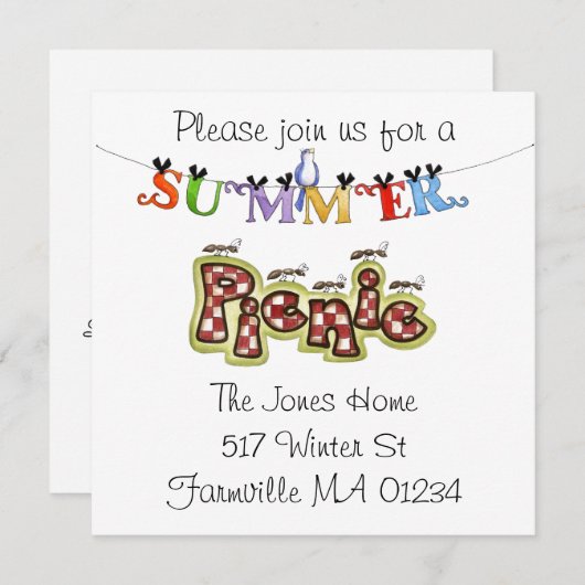 Picnic-uitnodiging Kaart (Voorkant / Achterkant)