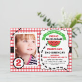 Picnic Watermeloen Foto Verjaardagsfeest Uitnodigi Kaart (Staand voorkant)