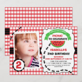 Picnic Watermeloen Foto Verjaardagsfeest Uitnodigi Kaart (Voorkant / Achterkant)