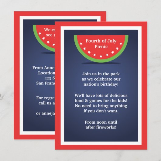 Picnic Watermelon 4 juli 2010 Kaart (Voorkant / Achterkant)