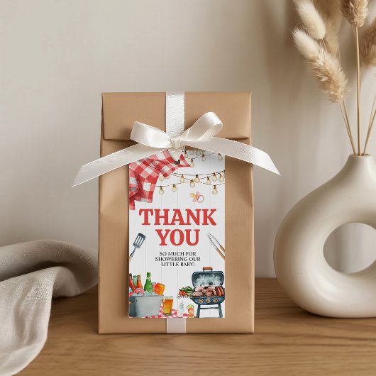 Picnick Gingham Baby-Q Favor Geschenklabels Cadeaulabel