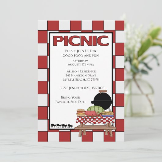 Picnische uitnodigingen (Staand voorkant)