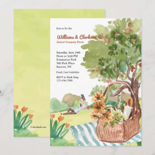 Picnische uitnodigingen (Voorkant / Achterkant)