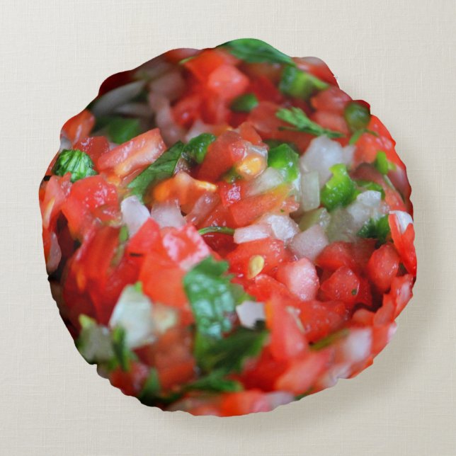 Pico de Gallo ~ Salsa ~ Rond Kussen (Achterkant)