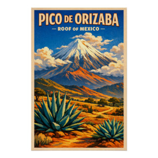 Pico de Orizaba, Mexico, in a classic retro Perfect Poster