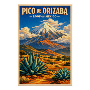 Pico de Orizaba, Mexico, in klassieke retro-stijl Perfect Poster