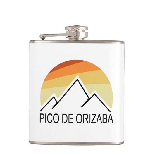 Pico de Orizaba Mexico Retro Heupfles (Voorkant)