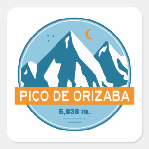 Pico de Orizaba Mexico Sterren Maan Vierkante Sticker