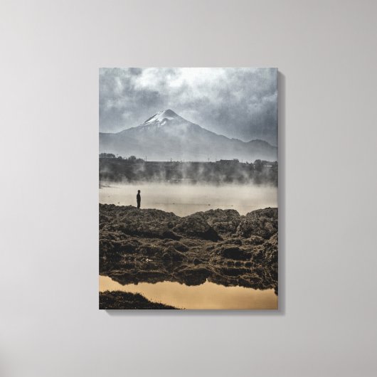 Pico de Orizaba uit het meer van Achichic in Puebl Canvas Afdruk (Voorkant)
