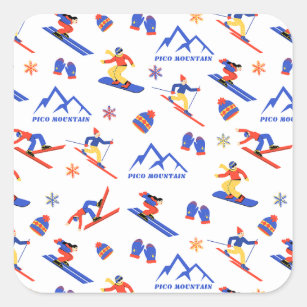 Pico Mountain Vermont Ski Snowboard patroon Vierkante Sticker