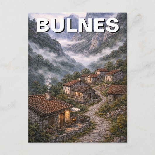Picos de Europa Bulnes Spanje Reizen Briefkaart (Voorkant)