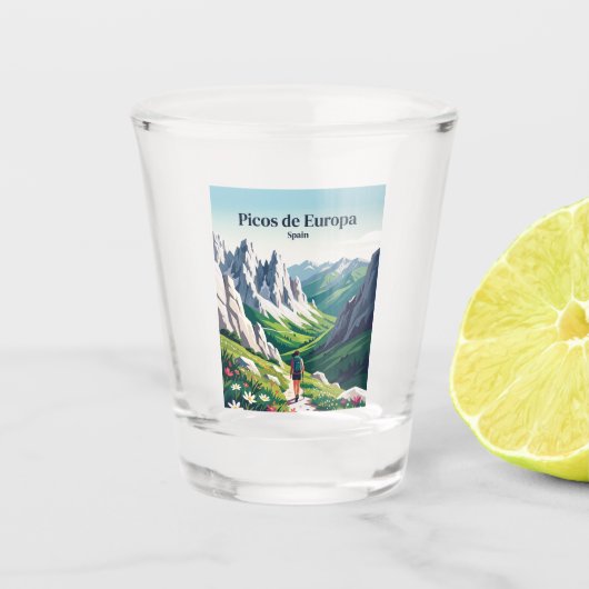 Picos de Europa Spanje Shot Glas (Voorkant)