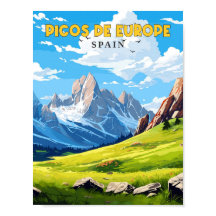 Picos de Europe Spanje vintage reisillustratie