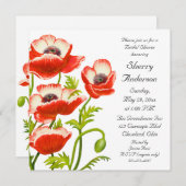 Picotee Red Poppy Flowers Bridal Shower Invitation Kaart (Voorkant / Achterkant)