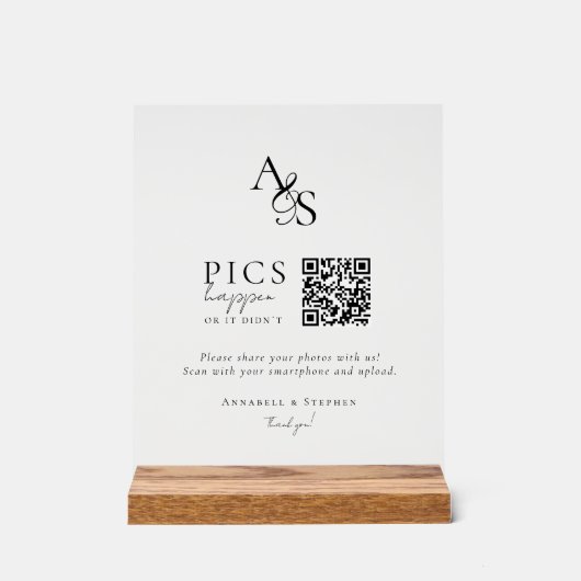 Pics gebeuren! Foto, QR-code, bruiloft Acryl Bord (Voorkant)