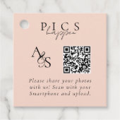 Pics gebeuren! Foto, QR-code, bruiloft Bedankjes Labels (Voorkant)