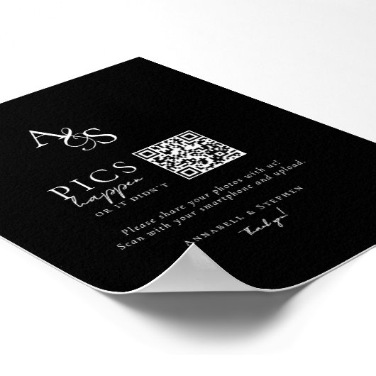 Pics gebeuren! Foto, QR-code, bruiloft Poster (Hoek)