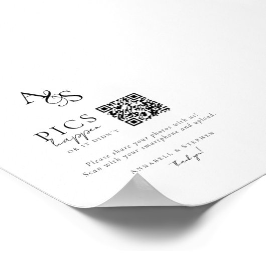 Pics gebeuren! Foto, QR-code, bruiloft Poster (Hoek)