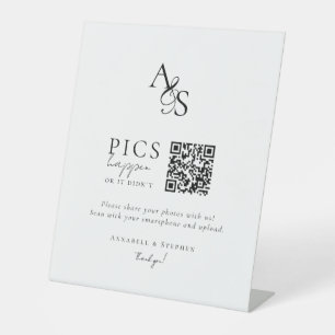 Pics gebeuren! Foto, QR-code, bruiloft Reclamebord Met Voetstuk