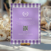 PICS GEBEUREN!QR Code Paarse Gingham Wedding Galle