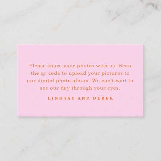 Pics happen! Photo, QR-Code, Wedding Informatiekaartje (Achterkant)