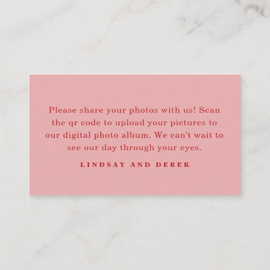 Pics happen! Photo, QR-Code, Wedding Informatiekaartje (Achterkant)