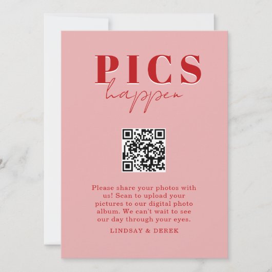 PICS HAPPEN! QR Code Blush Red Wedding Gallery (Voorkant)