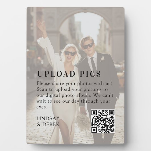PICS HAPPEN!QR Code Bold Wedding Photo Gallery Fotoplaat (voorkant)