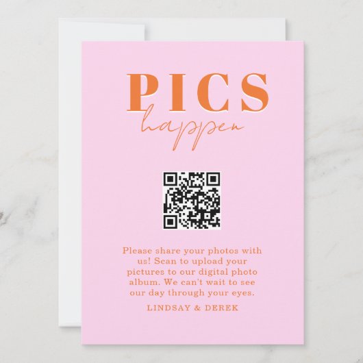 PICS HAPPEN! QR Code Pink Orange Wedding Gallery  (Voorkant)