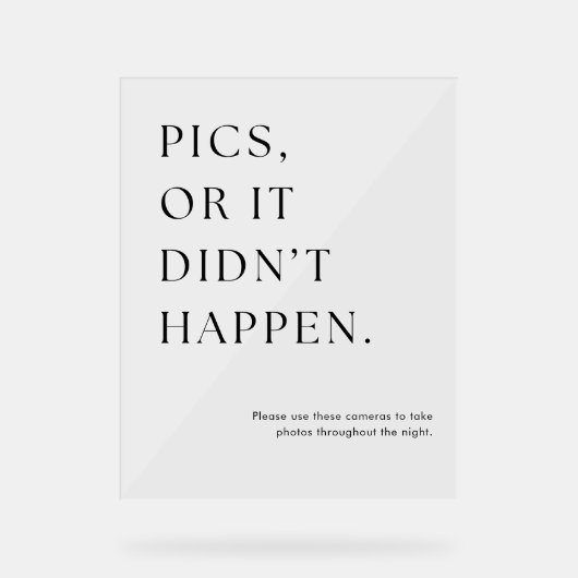 Pics of het gebeurde niet wegwerp camera bruiloft acryl bord (Voorkant)